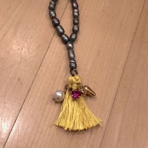 NWT Juicy Couture Freshwater Pearl Tassel & Charm Necklace - Picture 3 of 11